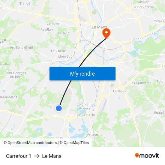 Carrefour 1 to Le Mans map