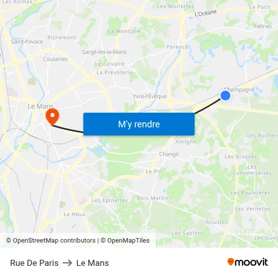 Rue De Paris to Le Mans map