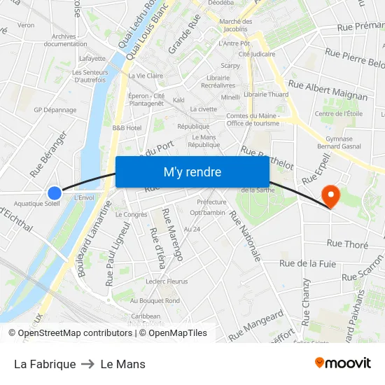 La Fabrique to Le Mans map