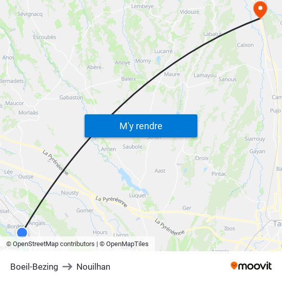 Boeil-Bezing to Nouilhan map