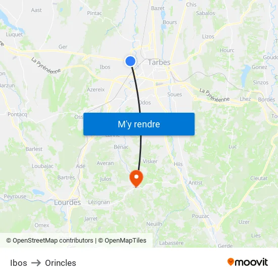 Ibos to Orincles map