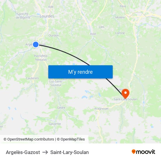 Argelès-Gazost to Saint-Lary-Soulan map