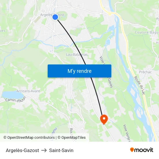 Argelès-Gazost to Saint-Savin map