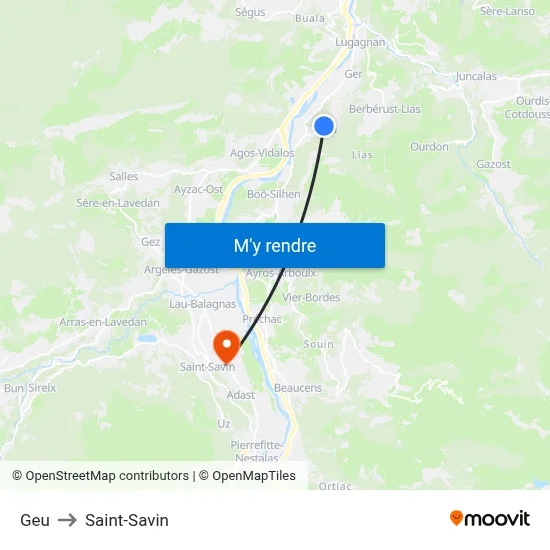 Geu to Saint-Savin map