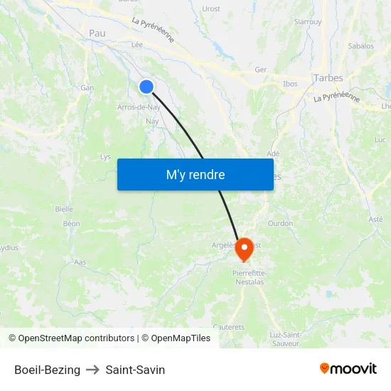 Boeil-Bezing to Saint-Savin map