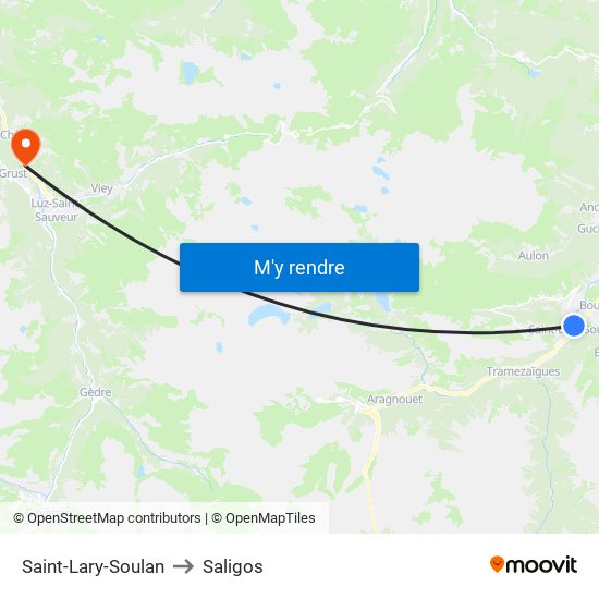 Saint-Lary-Soulan to Saligos map