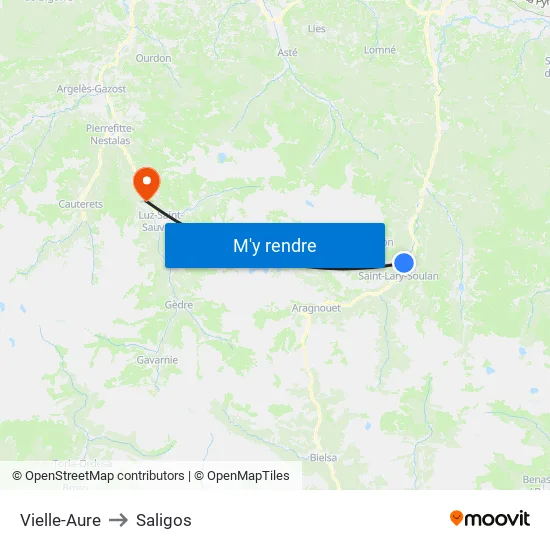 Vielle-Aure to Saligos map