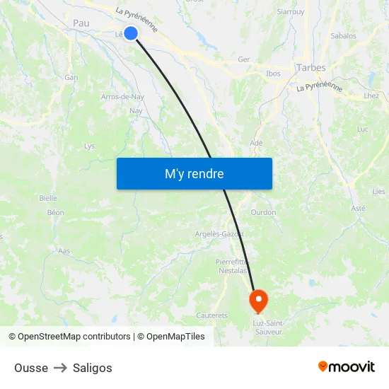 Ousse to Saligos map