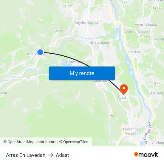 Arras-En-Lavedan to Adast map
