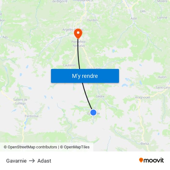 Gavarnie to Adast map