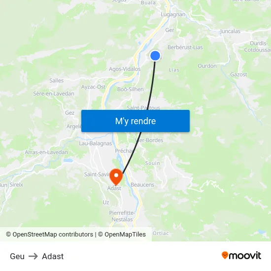 Geu to Adast map