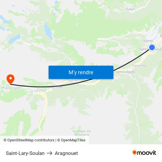 Saint-Lary-Soulan to Aragnouet map