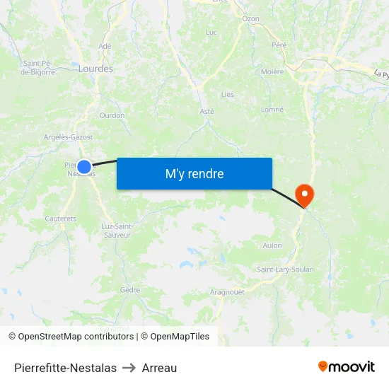 Pierrefitte-Nestalas to Arreau map