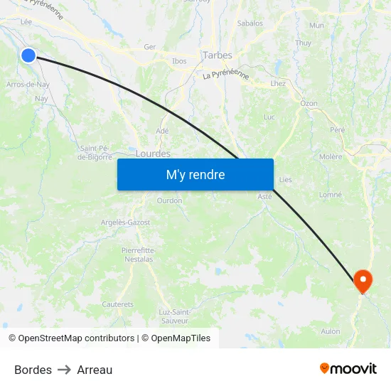Bordes to Arreau map