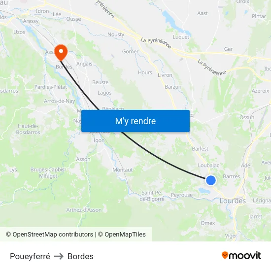 Poueyferré to Bordes map