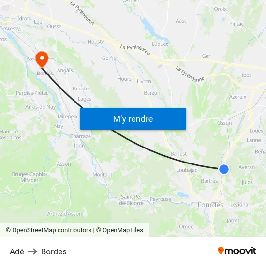 Adé to Bordes map