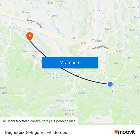 Bagnères-De-Bigorre to Bordes map