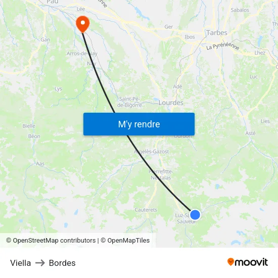 Viella to Bordes map