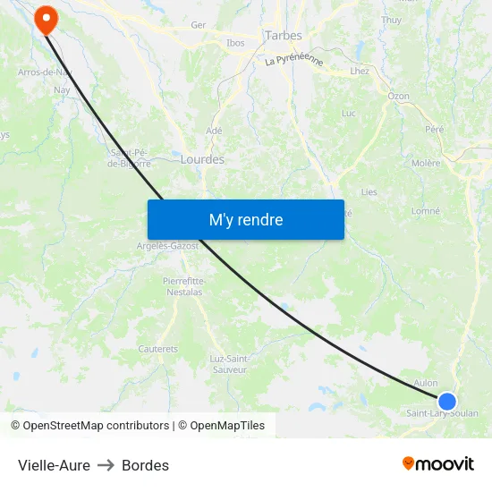 Vielle-Aure to Bordes map