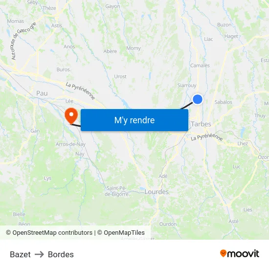 Bazet to Bordes map