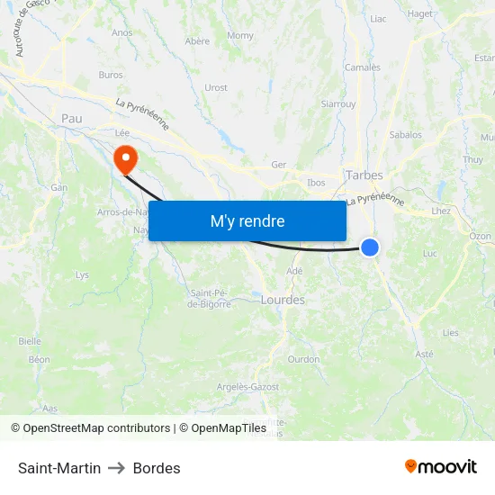 Saint-Martin to Bordes map