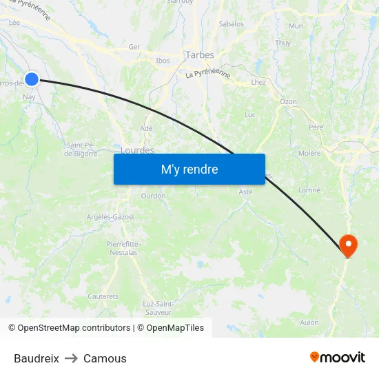 Baudreix to Camous map
