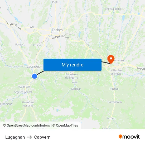 Lugagnan to Capvern map