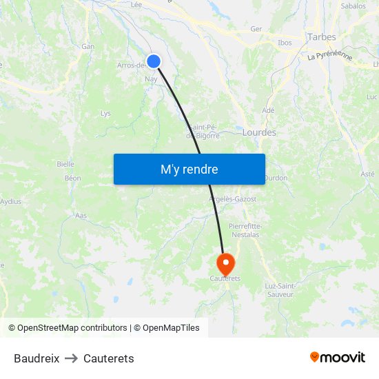 Baudreix to Cauterets map