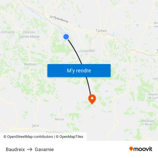 Baudreix to Gavarnie map