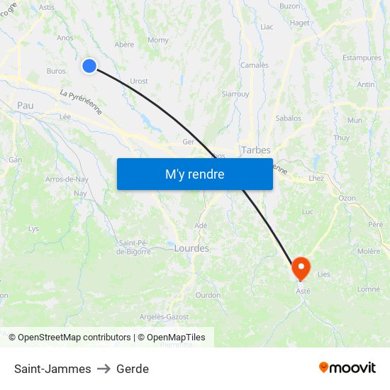 Saint-Jammes to Gerde map