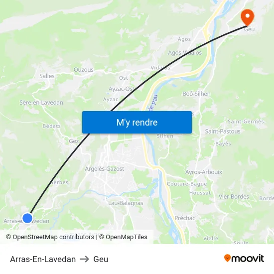 Arras-En-Lavedan to Geu map