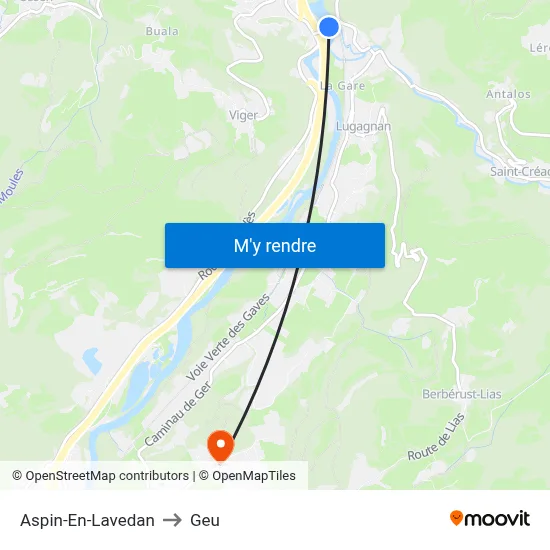 Aspin-En-Lavedan to Geu map