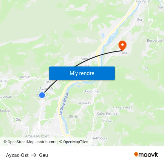 Ayzac-Ost to Geu map