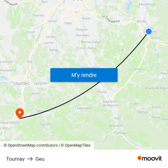 Tournay to Geu map
