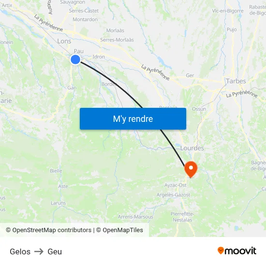 Gelos to Geu map