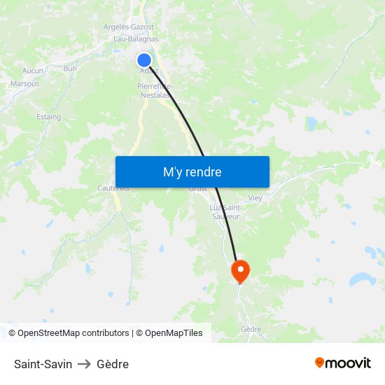 Saint-Savin to Gèdre map