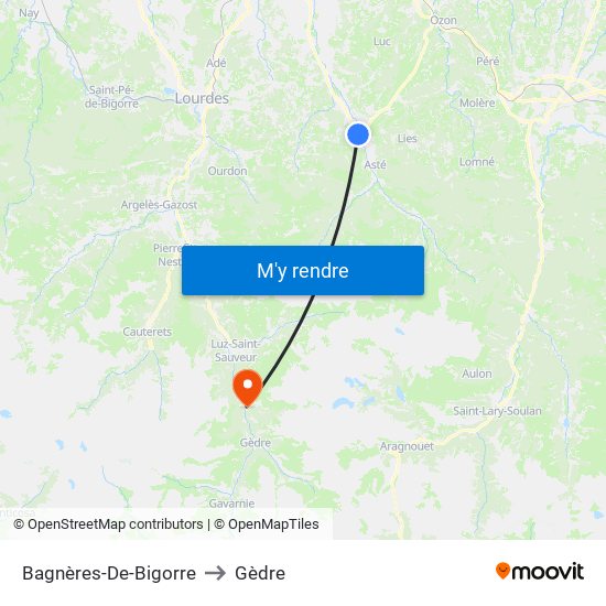 Bagnères-De-Bigorre to Gèdre map