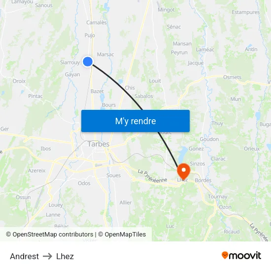 Andrest to Lhez map