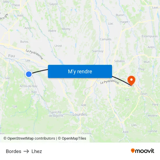 Bordes to Lhez map