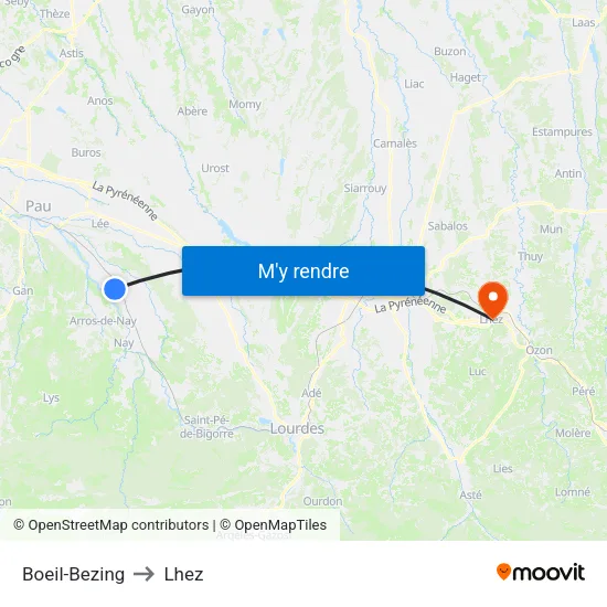 Boeil-Bezing to Lhez map