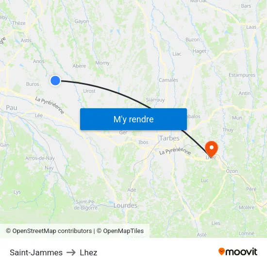 Saint-Jammes to Lhez map