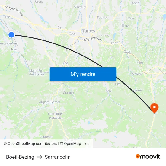 Boeil-Bezing to Sarrancolin map