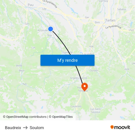 Baudreix to Soulom map