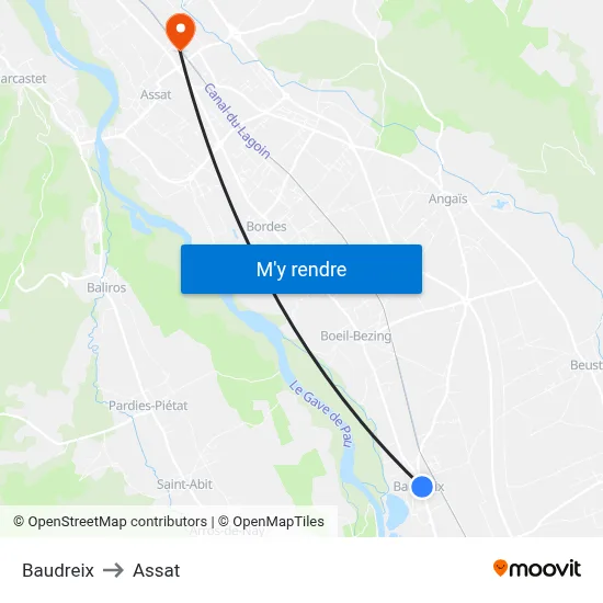 Baudreix to Assat map