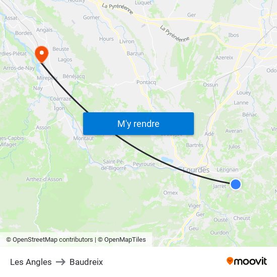 Les Angles to Baudreix map