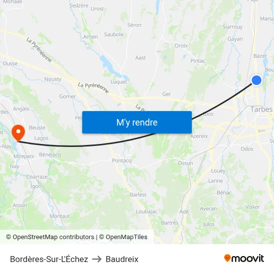 Bordères-Sur-L'Échez to Baudreix map