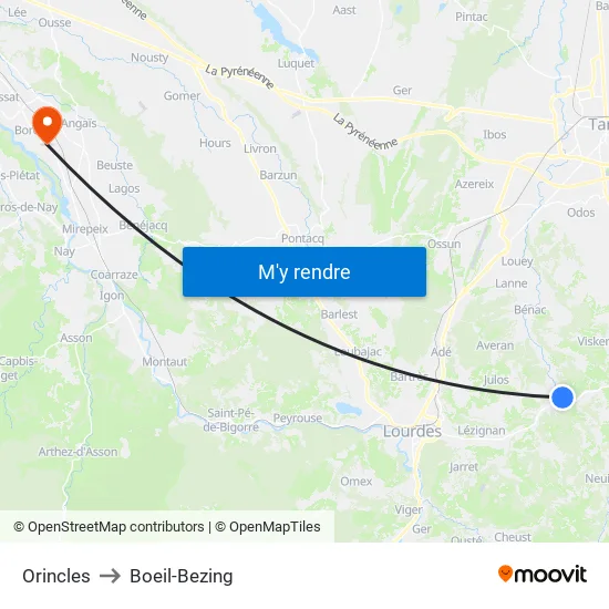 Orincles to Boeil-Bezing map