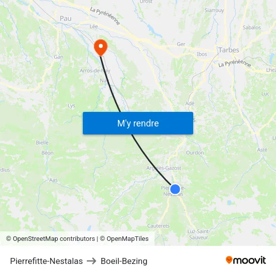 Pierrefitte-Nestalas to Boeil-Bezing map