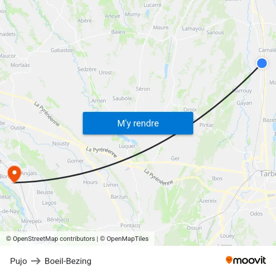 Pujo to Boeil-Bezing map