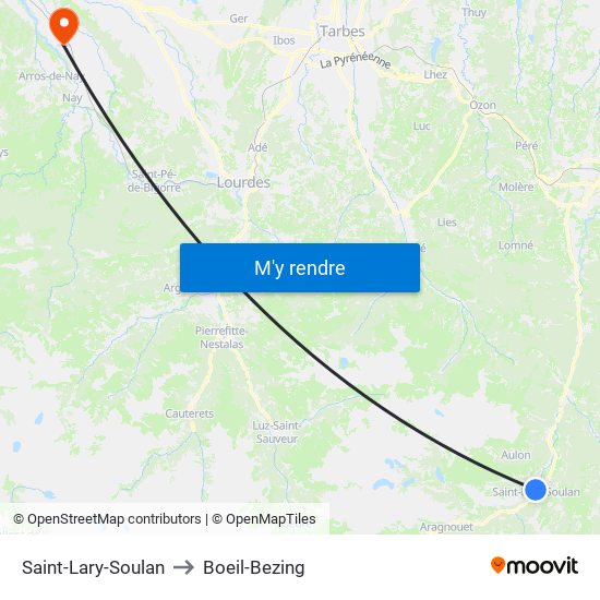 Saint-Lary-Soulan to Boeil-Bezing map